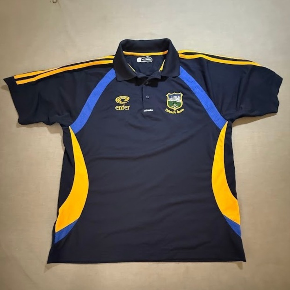 Tiobraid Arann O Neills Mens XL Navy Blue Yellow‎ Blue Gaelic Sports Polo Jersey